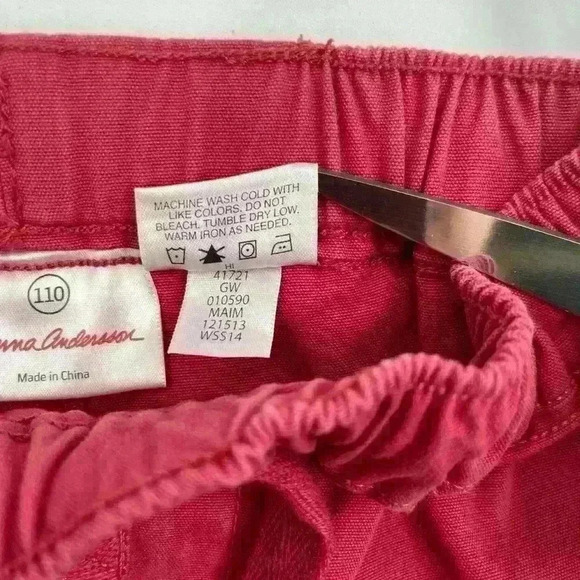 Hanna Andersson Size 110 Red Cargo Shorts Drawstring 100% Cotton Side Pocket - Picture 5 of 9